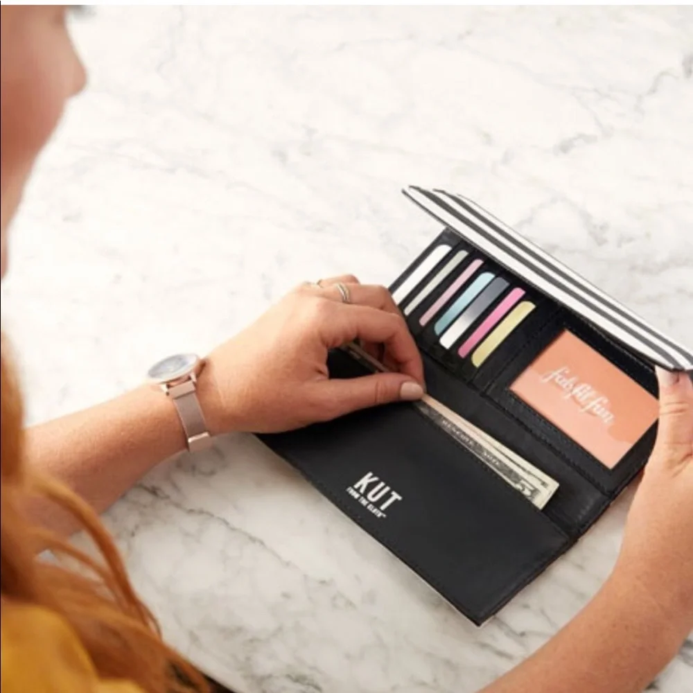 Kut from the Kloth black and white‎ stripped wallet